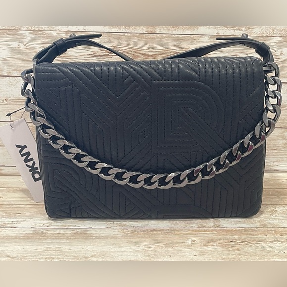 DKNY Handbags - DKNY Black Quilted Shoulder Bag with Chain